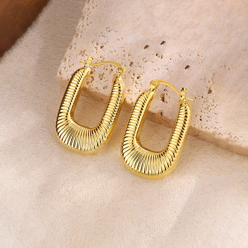 Gold Plated Anti Tarnish Geometrical Statement Hoop Earrings