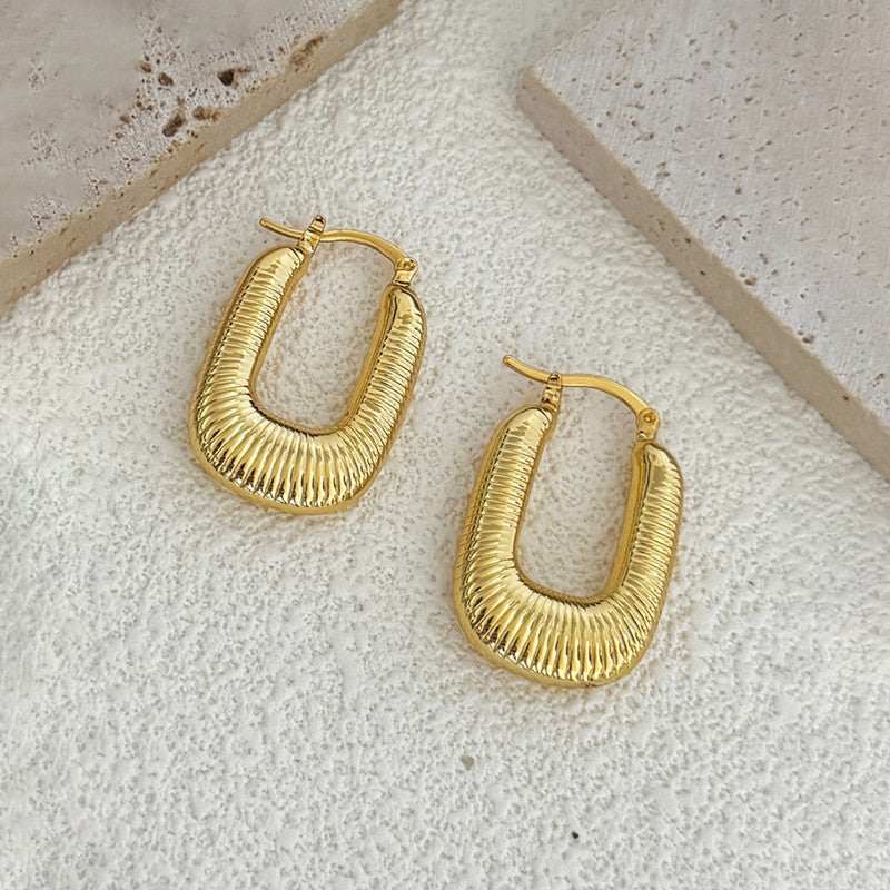 Gold Plated Anti Tarnish Geometrical Statement Hoop Earrings