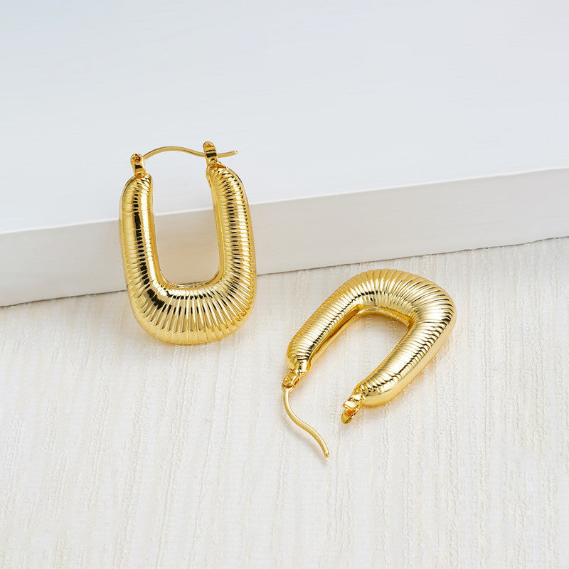 Gold Plated Anti Tarnish Geometrical Statement Hoop Earrings