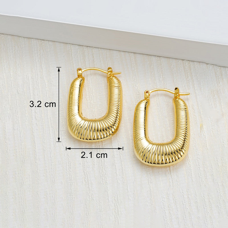 Gold Plated Anti Tarnish Geometrical Statement Hoop Earrings