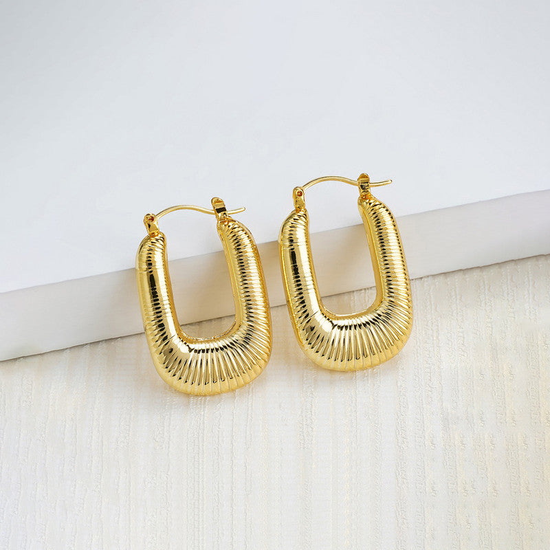 Gold Plated Anti Tarnish Geometrical Statement Hoop Earrings