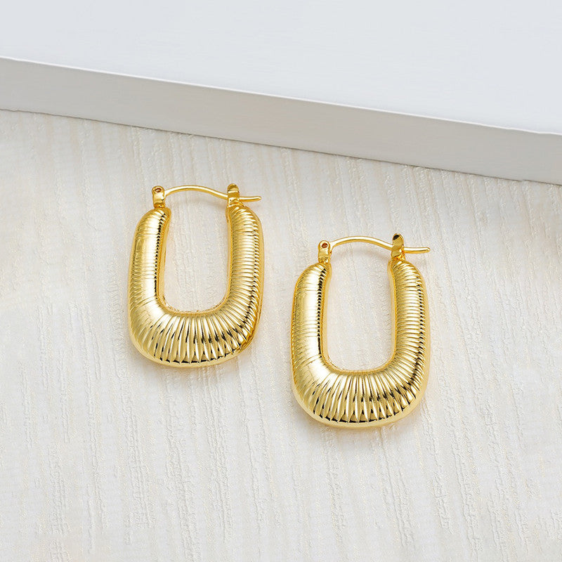 Gold Plated Anti Tarnish Geometrical Statement Hoop Earrings