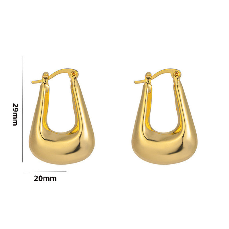 Gold Plated Anti Tarnish Chunky Geometric Statement Hoop Earrings