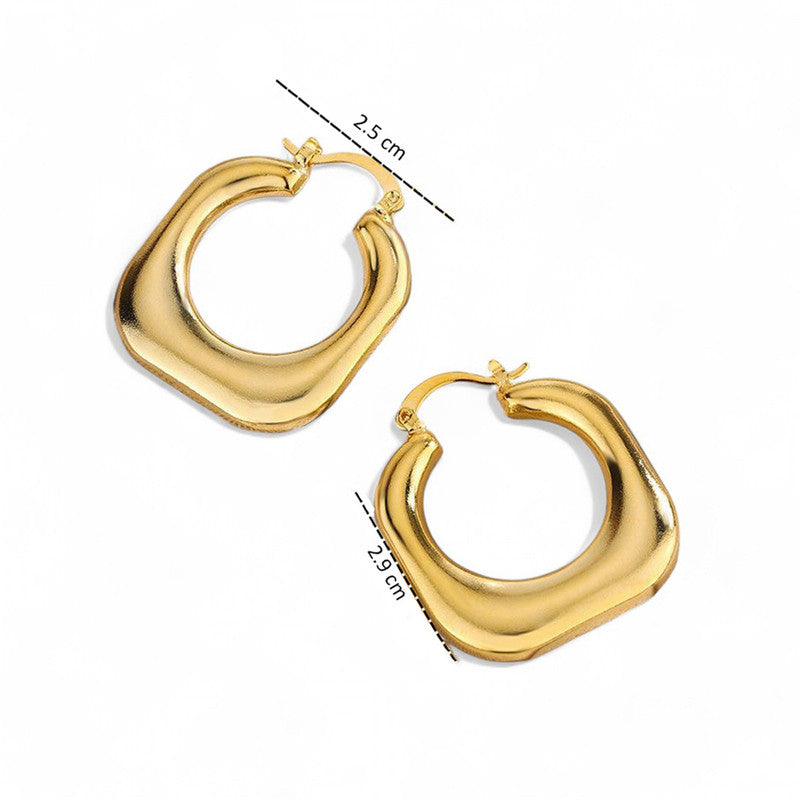 Gold Plated Anti Tarnish Chunky Geometric Statement Hoop Earrings