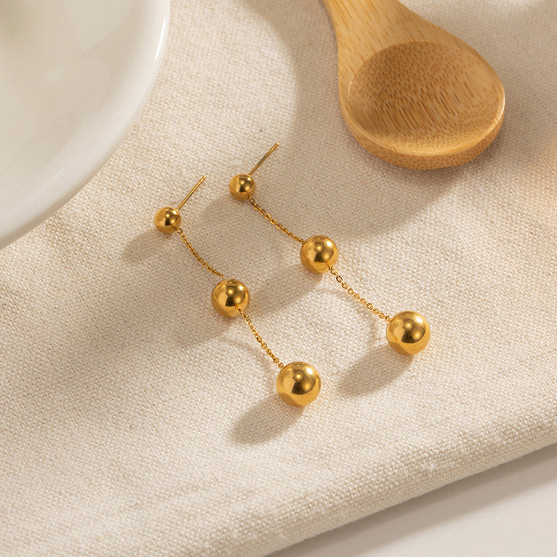 Gold Plated Anti Tarnish Stainless Steel Geometric Drop Earrings