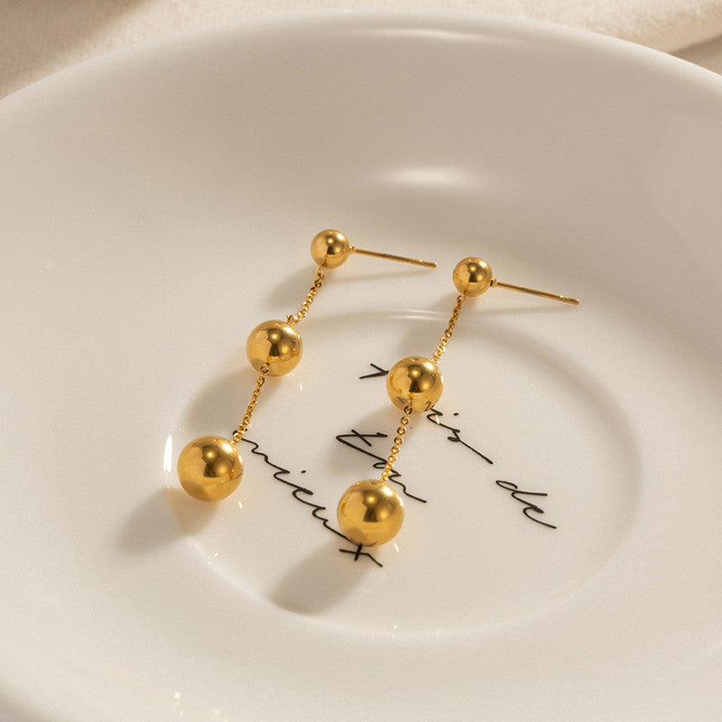 Gold Plated Anti Tarnish Stainless Steel Geometric Drop Earrings