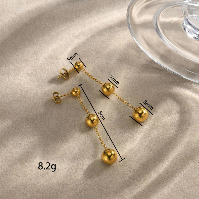 Gold Plated Anti Tarnish Stainless Steel Geometric Drop Earrings