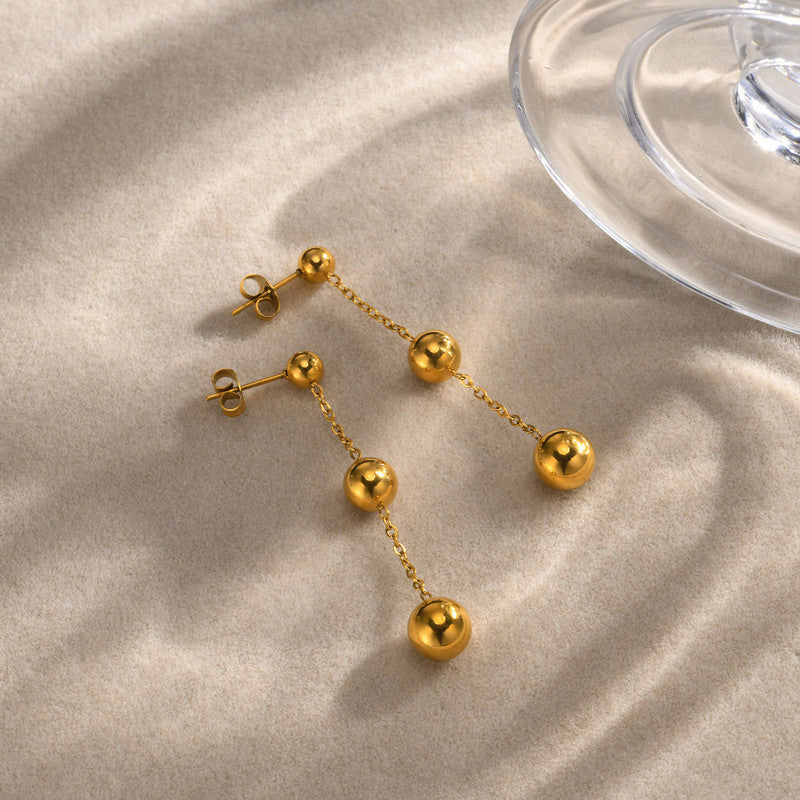 Gold Plated Anti Tarnish Stainless Steel Geometric Drop Earrings