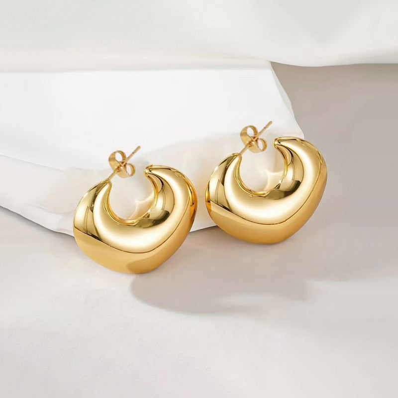 Gold Plated Anti Tarnish Chunky Statement Hoop Earrings