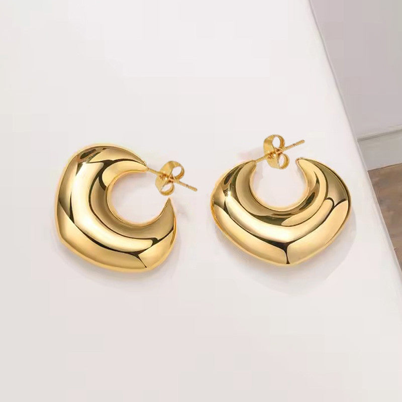 Gold Plated Anti Tarnish Chunky Statement Hoop Earrings
