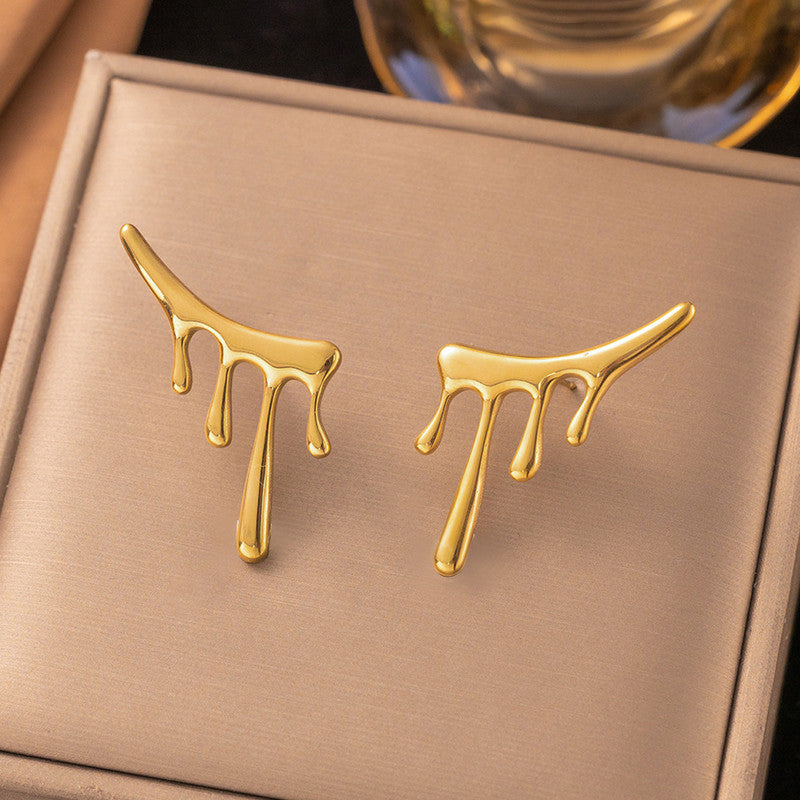 Gold Plated Stainless Steel Anti Tarnish Irregular Stud Earrings