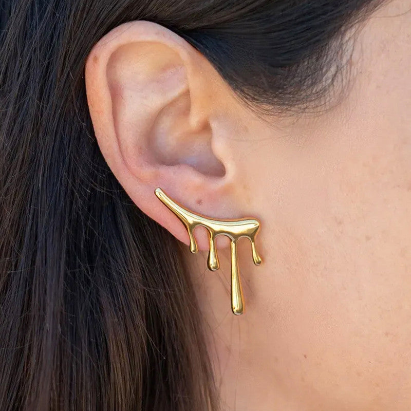 Gold Plated Stainless Steel Anti Tarnish Irregular Stud Earrings