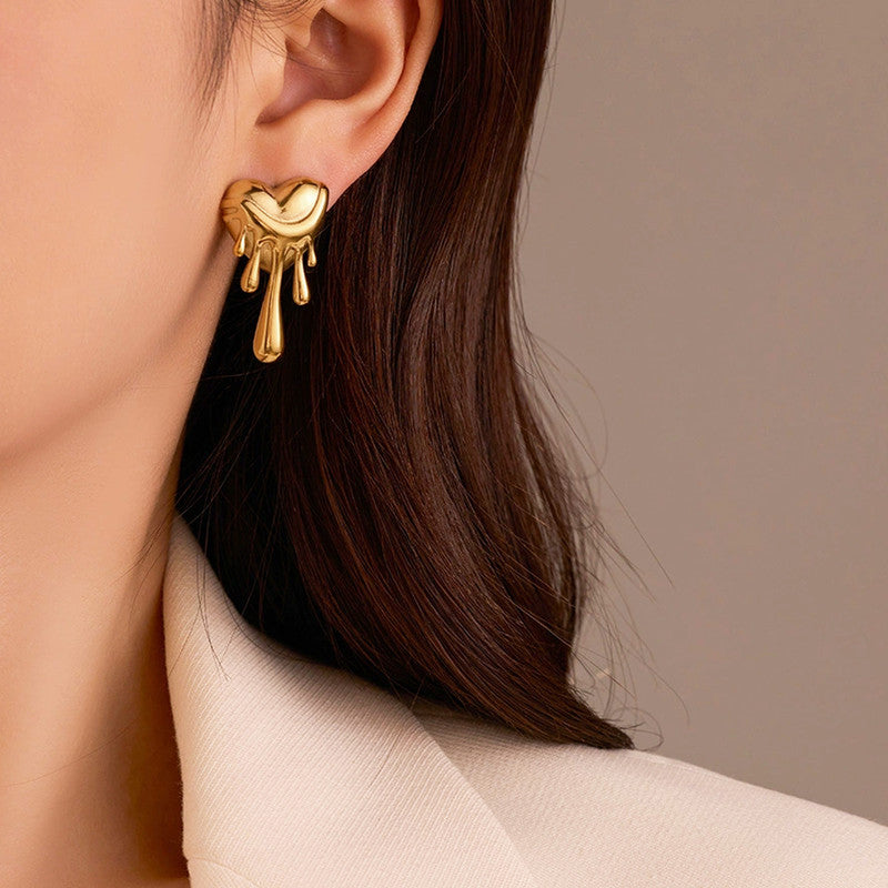 Gold-Plated Anti Tarnish Stainless Steel Quirky Drop Earrings
