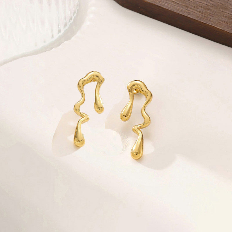 Gold-Plated Anti Tarnish Stainless Steel Quirky Drop Earrings