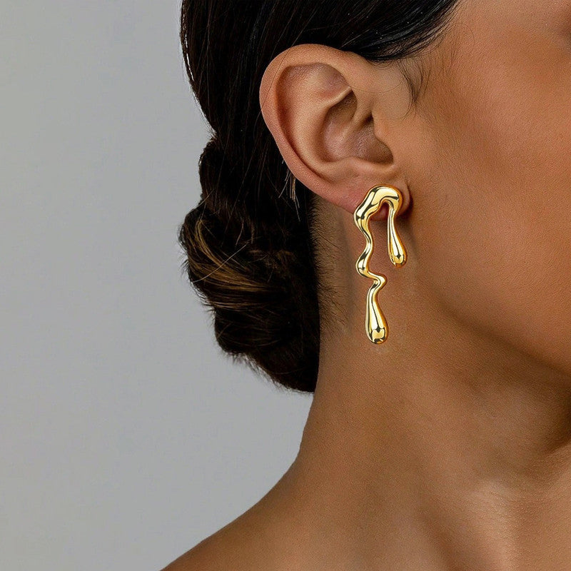 Gold-Plated Anti Tarnish Stainless Steel Quirky Drop Earrings