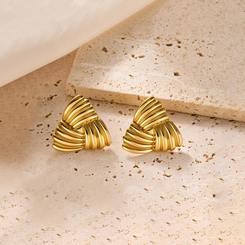 Gold-Plated Anti Tarnish Stainless Steel Triangular Stud Earrings