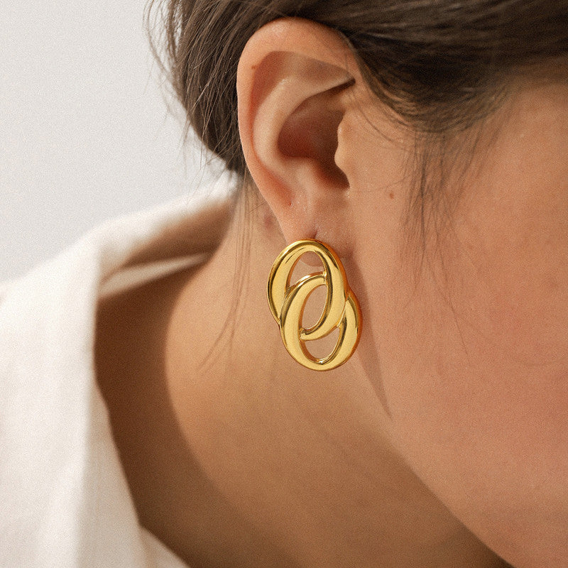 Gold-Plated Anti Tarnish Stainless Steel Contemporary Drop Earrings