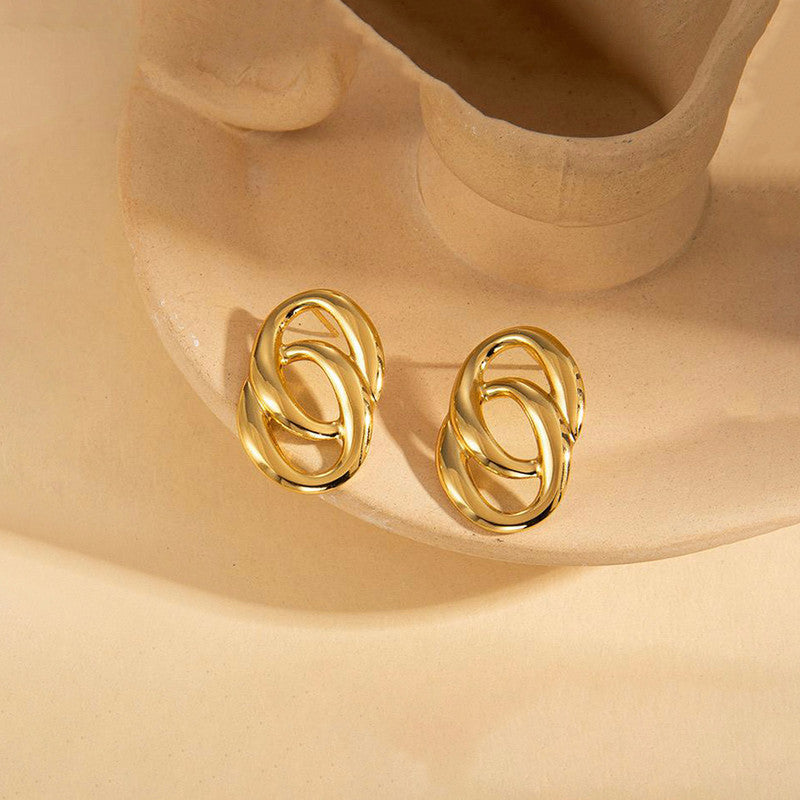 Gold-Plated Anti Tarnish Stainless Steel Contemporary Drop Earrings