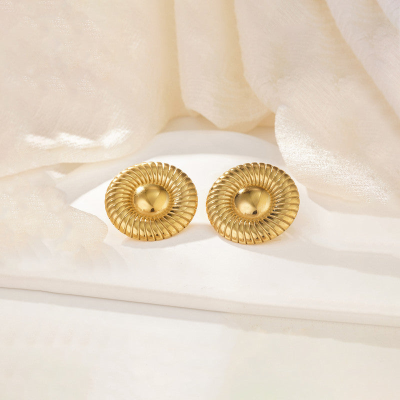 Gold-Plated Anti Tarnish Stainless Steel Contemporary Stud Earrings