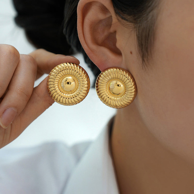 Gold-Plated Anti Tarnish Stainless Steel Contemporary Stud Earrings