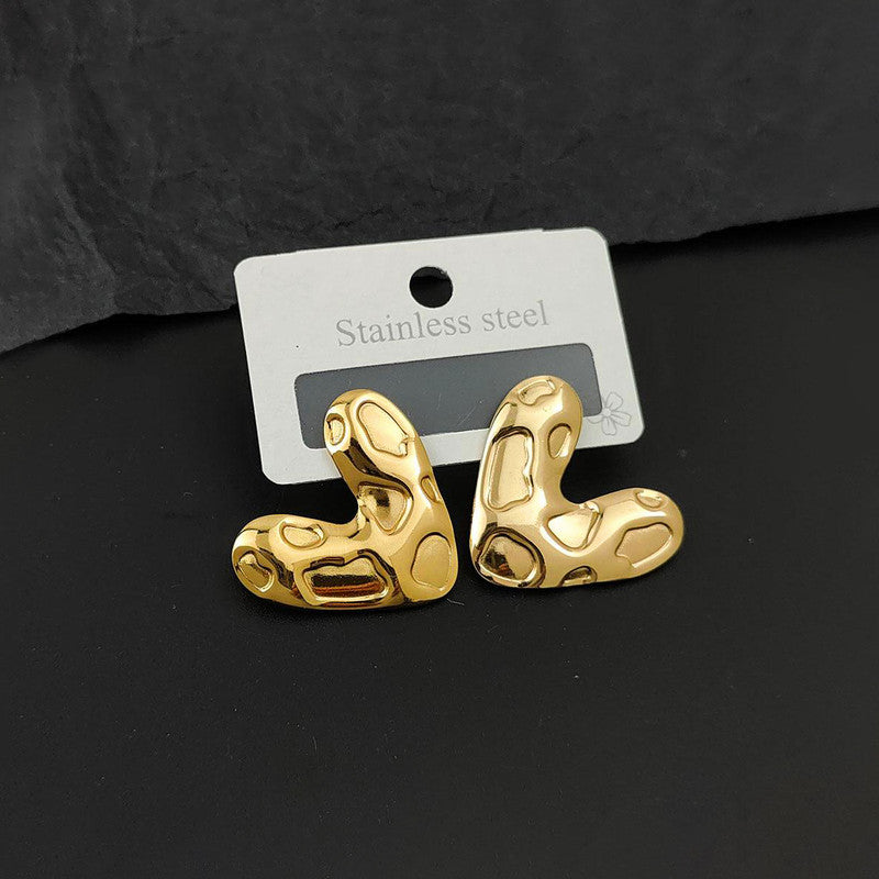 Gold-Plated Anti Tarnish Stainless Steel Heart Themed Earrings