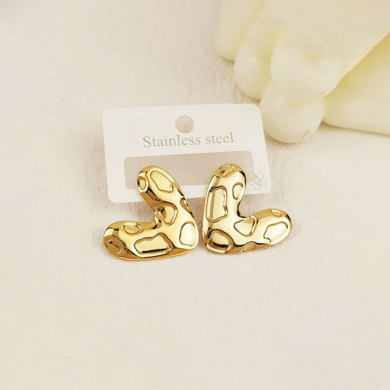 Gold-Plated Anti Tarnish Stainless Steel Heart Themed Earrings