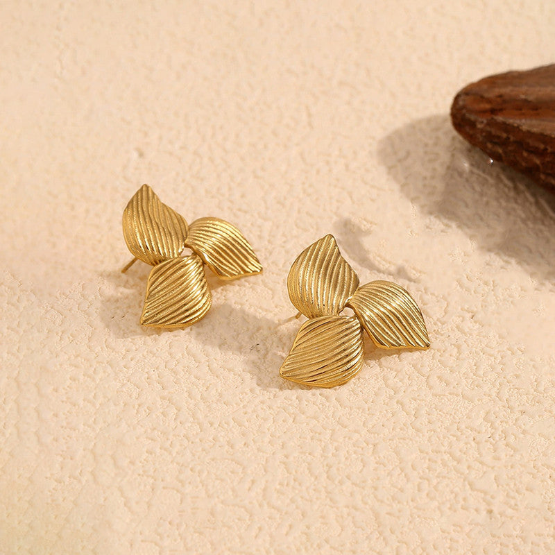 Gold-Plated Anti Tarnish Stainless Steel Triangular Stud Earrings