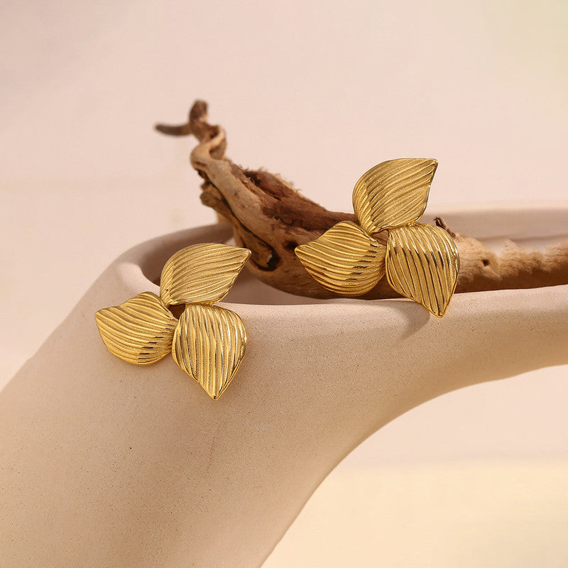 Gold-Plated Anti Tarnish Stainless Steel Triangular Stud Earrings