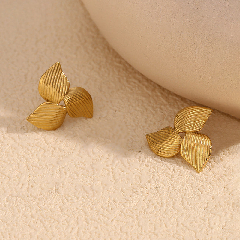 Gold-Plated Anti Tarnish Stainless Steel Triangular Stud Earrings
