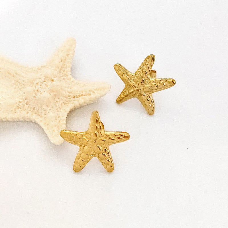 Gold-Plated Anti Tarnish Stainless Steel Star Themed Drop Earrings