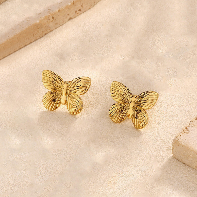 Gold Plated Anti Tarnish Butterfly Themed Earrings For Girls Women