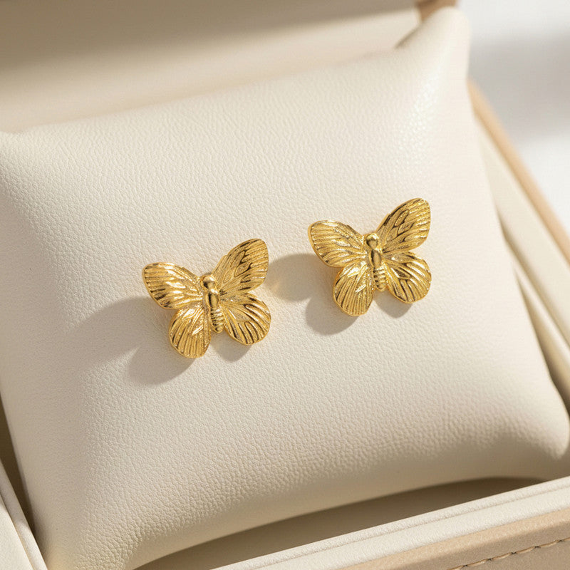 Gold Plated Anti Tarnish Butterfly Themed Earrings For Girls Women