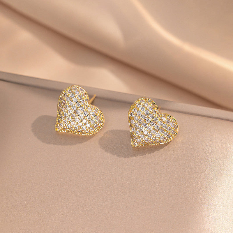 Gold Plated Anti Tarnish Heart Themed Earrings For Girls Women
