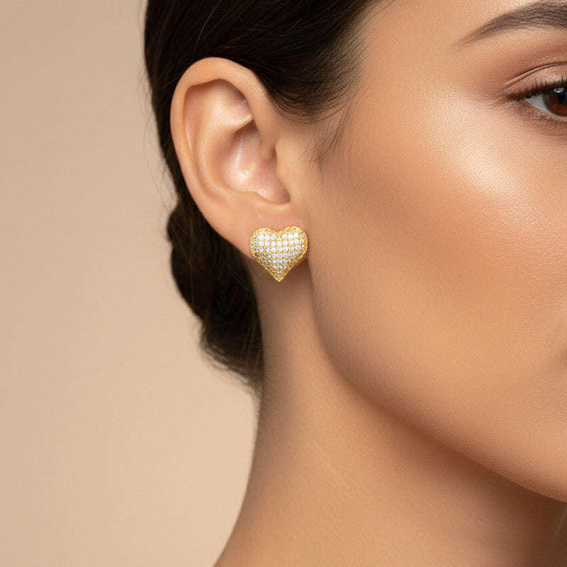 Gold Plated Anti Tarnish Heart Themed Earrings For Girls Women