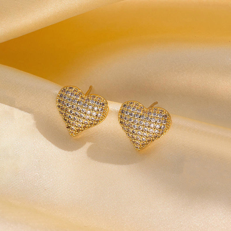 Gold Plated Anti Tarnish Heart Themed Earrings For Girls Women