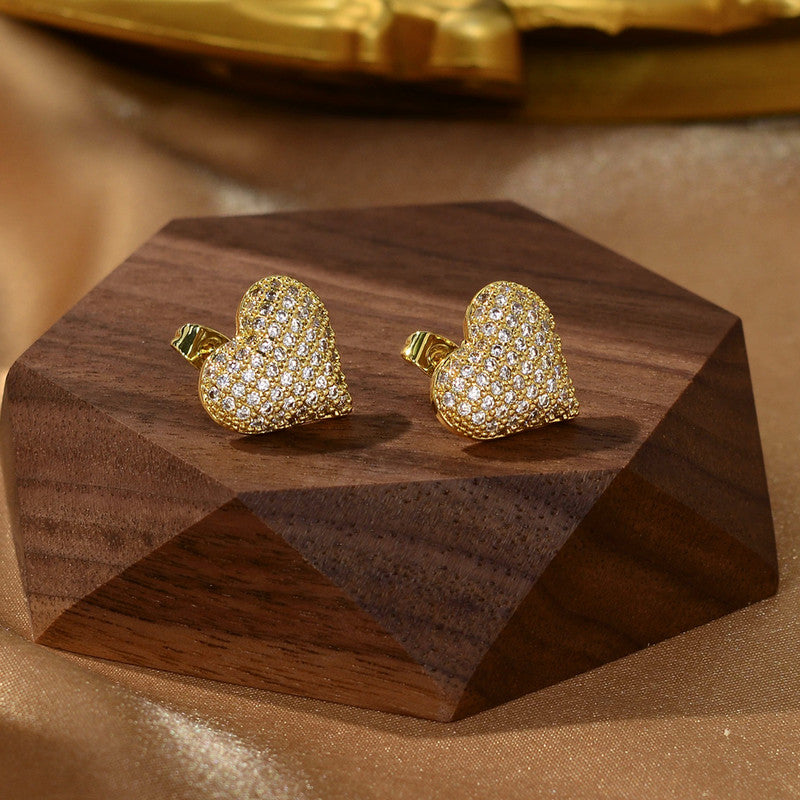 Gold Plated Anti Tarnish Heart Themed Earrings For Girls Women
