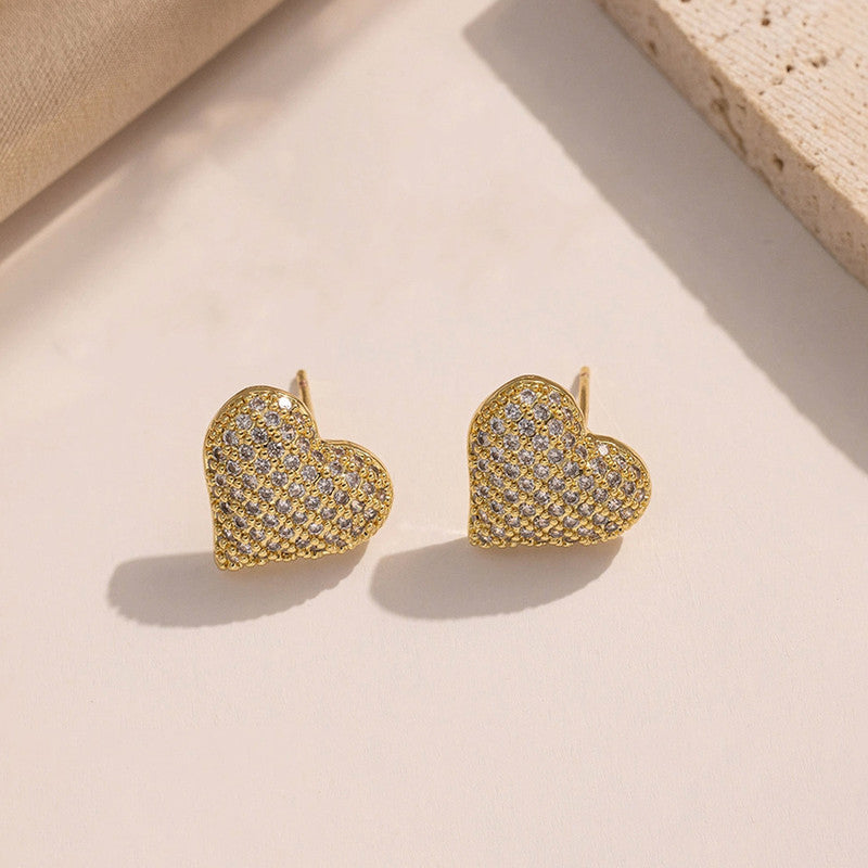Gold Plated Anti Tarnish Heart Themed Earrings For Girls Women