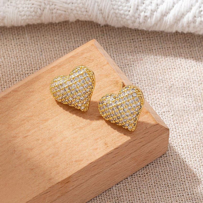Gold Plated Anti Tarnish Heart Themed Earrings For Girls Women