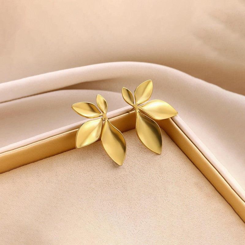 Gold Plated Anti Tarnish Floral Themed Earrings For Girls Women