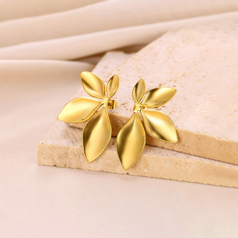 Gold Plated Anti Tarnish Floral Themed Earrings For Girls Women
