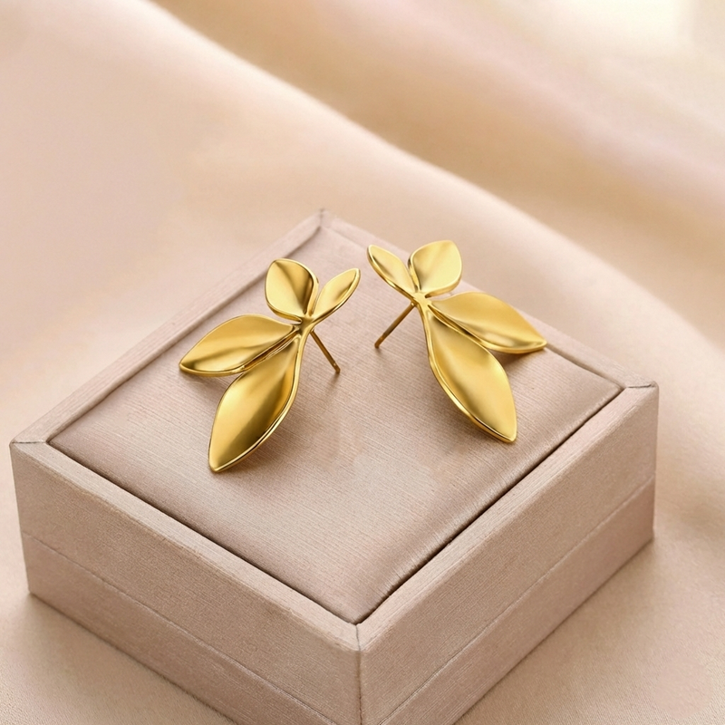 Gold Plated Anti Tarnish Floral Themed Earrings For Girls Women