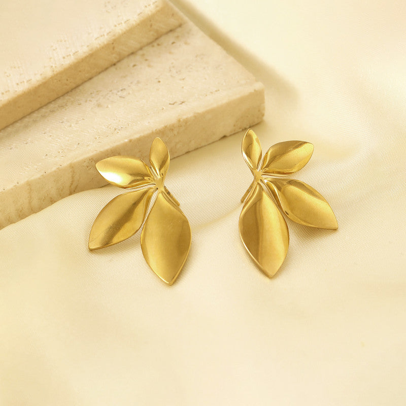 Gold Plated Anti Tarnish Floral Themed Earrings For Girls Women
