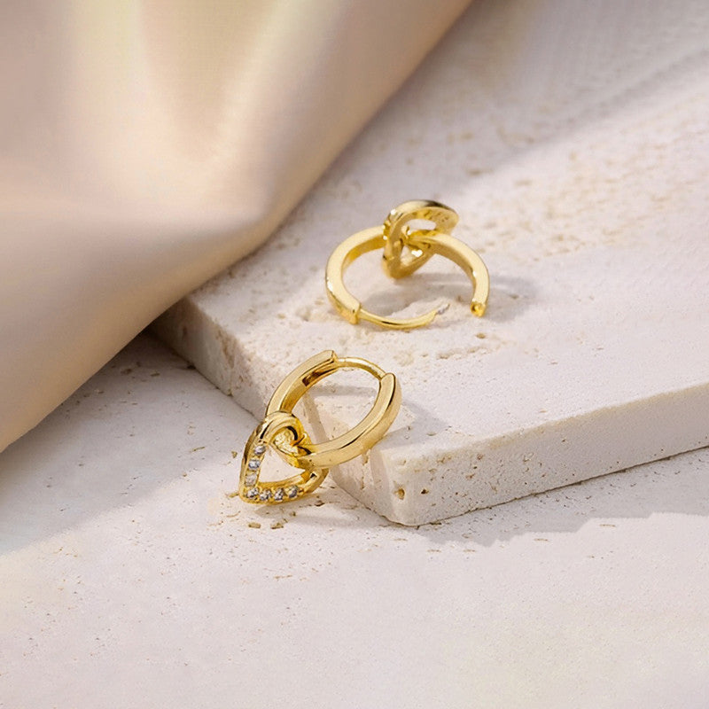 Gold Plated Anti Tarnish Heart Themed Earrings For Girls Women