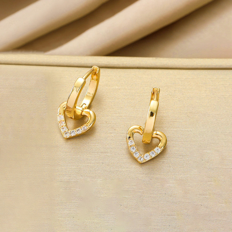 Gold Plated Anti Tarnish Heart Themed Earrings For Girls Women
