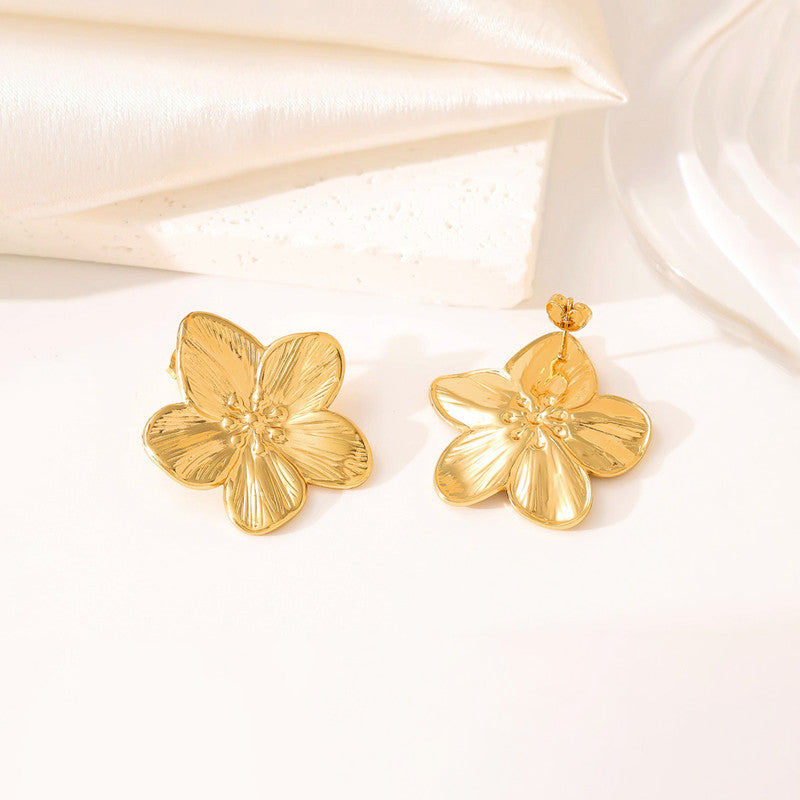 Gold Plated Anti Tarnish Floral Themed Earrings For Girls Women