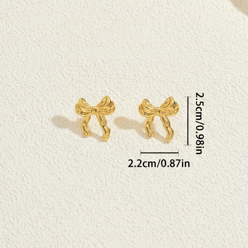 Gold Plated Bow Themed Earrings For Girls and Women