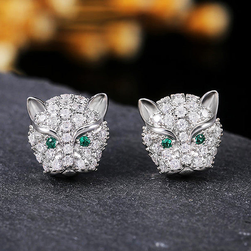 Silver Plated Anti Tarnish Green Eyed Contemporary Earrings