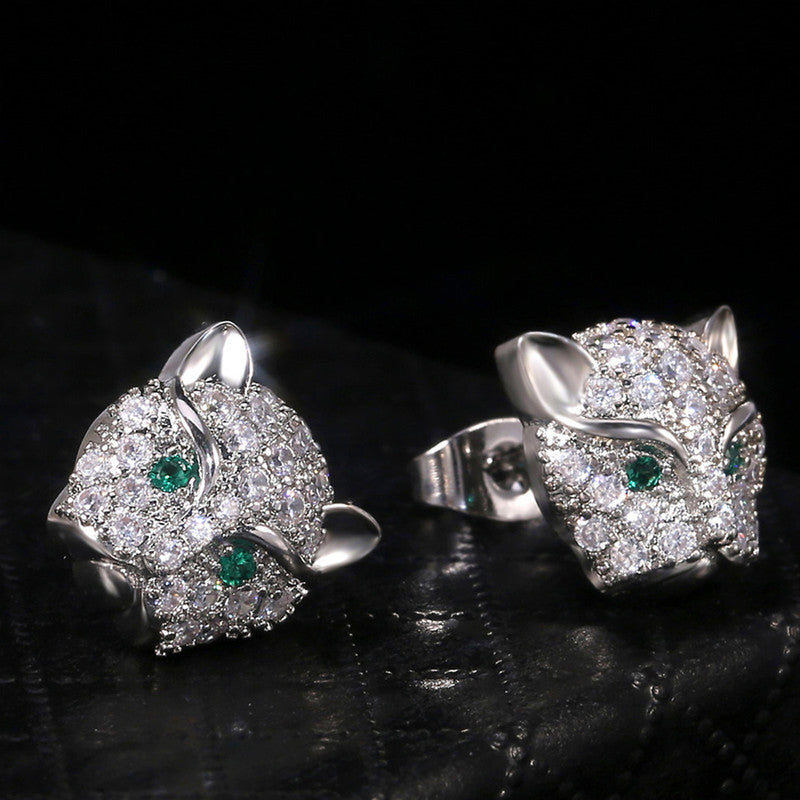 Silver Plated Anti Tarnish Green Eyed Contemporary Earrings