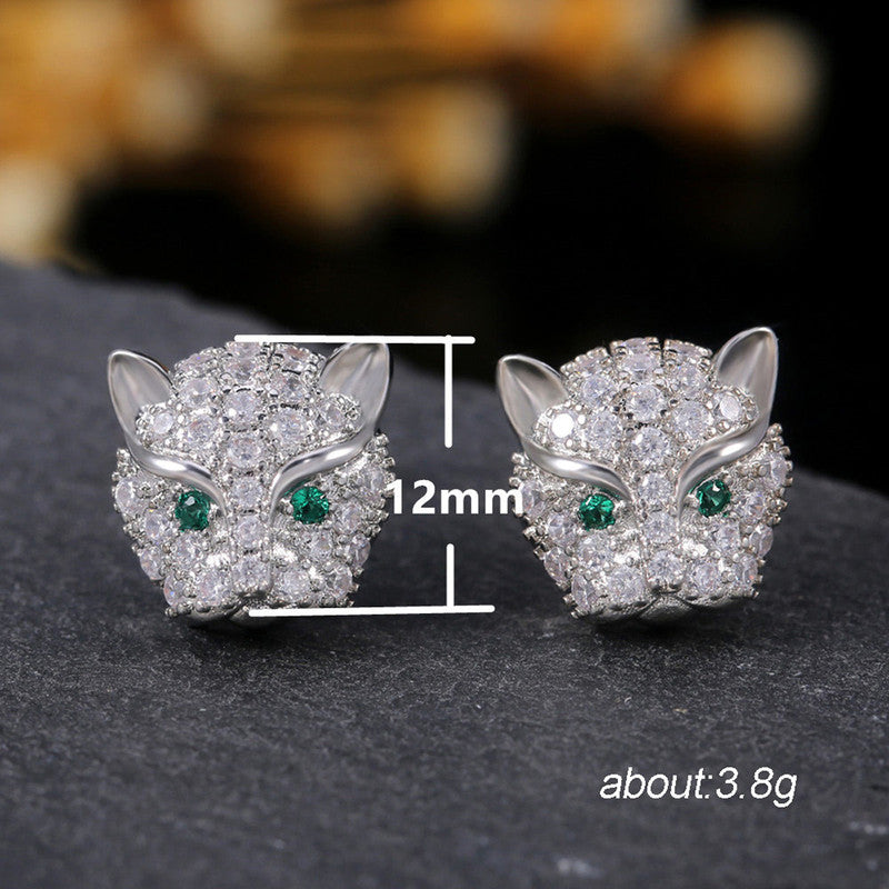 Silver Plated Anti Tarnish Green Eyed Contemporary Earrings
