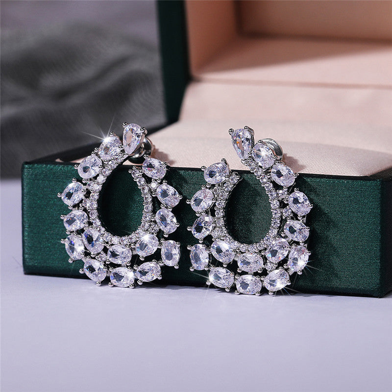 Silver Plated Anti Tarnish American Diamond Studded Contemporary Teardrop Earrings